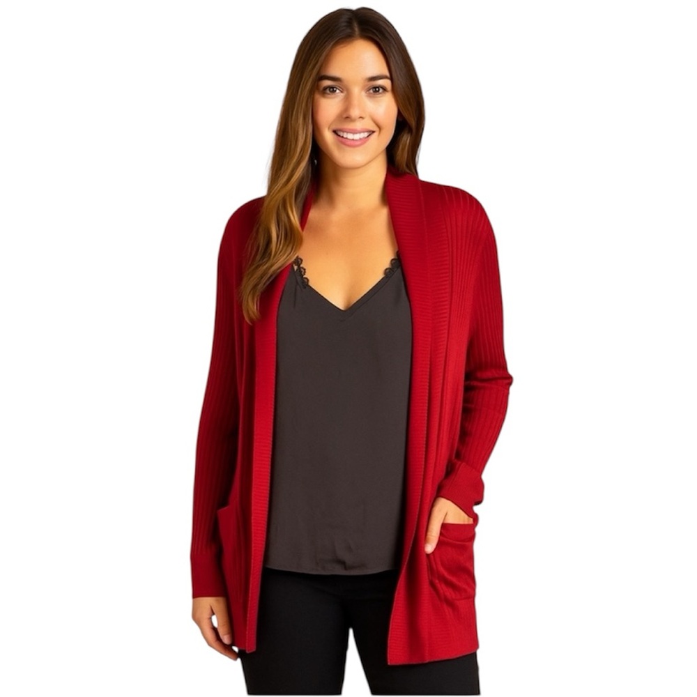Liz Claiborne red cardigan sweater women’s small petite